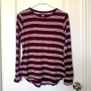 LAST CHANCE - A&I Long Sleeve T-Shirt Maroon w/ White Stripes